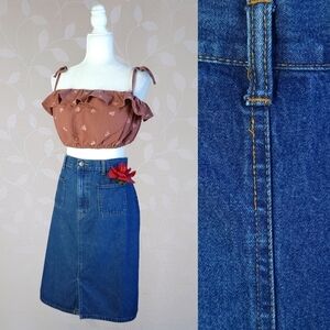Vintage 90s Bill Blass Denim Skirt – Medium Wash Y2K Pocket Jean Skirt